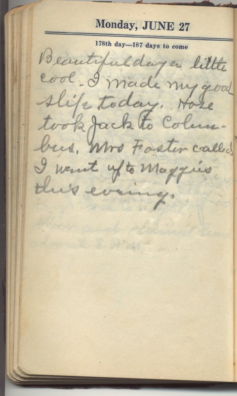 Roberta Hopkins' Diary 1927 (p. 184)