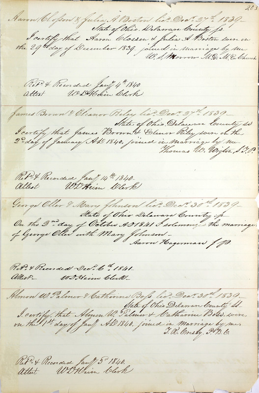 Marriage Records Vol.1 1835-1845 (p. 207)