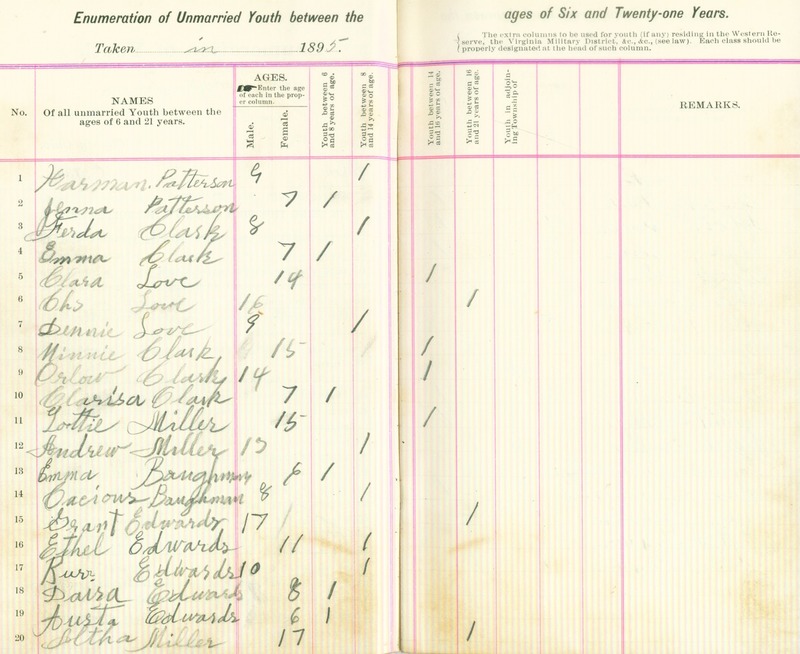 Harlem Township Enumeration of Youth Sub-District 7, July 29, 1895 (p. 4)