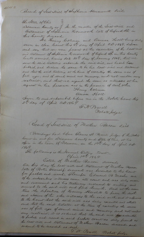 Delaware County Ohio Will Records Vol. 4 1859-1869 (p. 474)