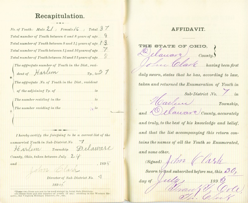 Harlem Township Enumeration of Youth Sub-District 7, July 29, 1895 (p. 6)