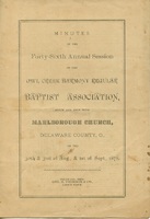 Minutes of the Forty-Sixth Annual Session of the Owl Creek Harmony Regular Baptist Association Begun and Held With Marlborough Church, Delaware County, O.