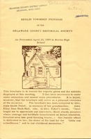 Berlin Township Program of the Delaware County Historical Society (p. 1)